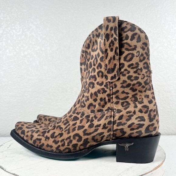 NEW Lane EMMA JANE Womens Cowboy Boots 6 Western Wear Animal Print Leather Short - Picture 4 of 11